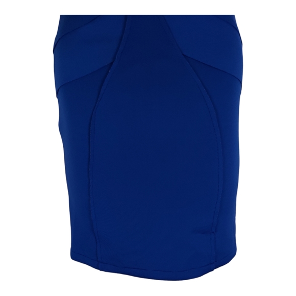 TS Three Seasons Sz 4 Dress One Shoulder Back Zipper Layered Raw Edges Blue NWOT - Picture 7 of 12